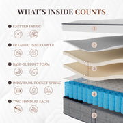 Queen Mattress, 12 Inch Queen Size Hybrid Mattresses in a Box | Medium Feel Foam and Individual Pocket Springs, Fiberglass Free Mattress, Extra Edge Support, Pressure Relief, CertiPUR-US