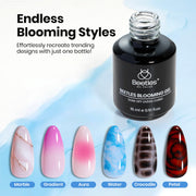 Beetles Blooming Gel 15 ml Clear UV Gel Polish Nail Art for Tortoise Nails | Marble and Natural Stone, Watercolor and Floral Print Spreading Effects, Soak-Off DIY Manicure Design
