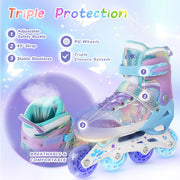 Nattork Girls Inline Skates for Kids Boys, 4 Sizes Adjustable Butterfly Blades Skates with All Light up Wheels - Birthday Gift for Indoor Outdoor Sports