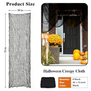 ZeeDix 6 Pack Black Halloween Creepy Cloth 30 × 75 Inch - Halloween Cheesecloth Decoration Spooky Scary Gauze Black Cheese Cloth for Party Supplies Outdoor Yard Home Wall Doorway