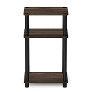 Furinno JUST Toolless 3-Tier Side Table, Open Shelf, Columbia Walnut | Soft-Corner, End Table, Night Stand, Bedside Table, for Living Room, Bedroom, Bathroom