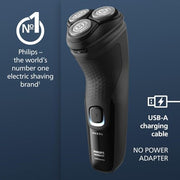 Philips Norelco 2400 Series Electric Shaver, Deep Black | 27 Self Sharpening ComfortCut Blades, 4D Flex Heads, Wet or Dry Use, 2-Year Blade Life, Pop-up Trimmer, X3001/90