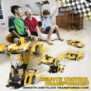 Britik Transform Remote Control Car Toys for Boys 4-6, Drift RC Car Yellow | Transform Cars, Gift for Boy Ages 4-12 Years Old, One-Button Transforming, 360° Rotation, 2.4GHZ 1:18 Scale, Robot Toy Car