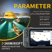 LUCKY Kayak Portable Fish Finder Transducer Wireless Sonar Fish Finders Boat Rechargeable Handheld Fish Depth Finder Fishing MT-202