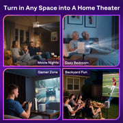 Aurzen Roku TV D1R Cube Smart Outdoor Projector with WiFi and Bluetooth | Roku TV Built-in, Sealed Optical Engine, 1080P FHD, DoIby Audio, Portable Mini Projector for Home/Outdoor Movie Soccer Game