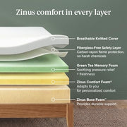 Zinus Memory Foam 8 Inch Green Tea Mattress, Twin | Pressure-Relieving Comfort & Full-Body Support, Naturally Fresh, CertiPUR-US & OEKO-TEX Certified Safe Materials