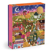 Galison - Spooky Village 1000 Piece Jigsaw Puzzle with Foil for Adults | Illustrated by Joy Laforme, Ghostly Village, Halloween, Challenging, Recycled Paper, No Dust, Finished Size 27" x 20"