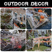 1000 sqft Spider Webs Halloween Decorations with 77 Fake Spiders | Super Stretch Cobwebs for Halloween Indoor and Outdoor Decor