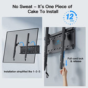 PERLESMITH Tilting TV Wall Mount for 23–60 inch TVs up to 115 lbs | Fits 16" Wood Stud, 1.2 inch Low Profile for Space Saving, Pull-Cord Release for Easy TV Removal, Max VESA 400x400mm