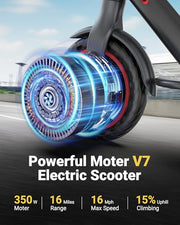 Maxshot Electric Scooter, 8.5" /10" /14" Tire, 16/19/22 Mph Top Speed, 12/16/21/27/28/49/50 Miles Long Range, Folding Escooter for Adults and Kids with Seat Bag, Dual Braking, Dual Suspension, App