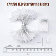 Minetom 50 LED Star String Lights, 17ft Fairy Lights Battery Operated | Star Lights with Timer, Waterproof for Indoor Outdoor Bedroom Tent Loft Bed Patio Party Wedding Christmas Decor, Warm White