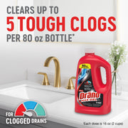 Drano Max Gel Drain Clog Remover & Cleaner, Safe for All Pipes, 80oz 2-Pack