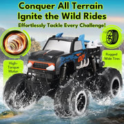 Threeking 1:16 Amphibious Monster Truck All Terrain Remote Control Car Toys | Waterproof Durable 4WD Off-Road RC Crawler Cars Pick-Up Unique Toy Gifts for Boys Girls Ages 6-12