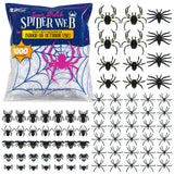 1000 sqft Spider Webs Halloween Decorations with 77 Fake Spiders | Super Stretch Cobwebs for Halloween Indoor and Outdoor Decor