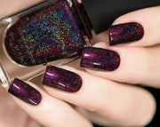ILNP Black Orchid - Deep Burgundy Holographic Nail Polish, Long Lasting Non Gel, Chip Resistant, Non-Toxic, Vegan, Cruelty Free