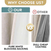 H.VERSAILTEX 100% Blackout Linen Curtains 84" L 2 Panels Natural | Total Black Out Drapes, Room Darkening Thermal Insulated, Grommet, GRS Certified, 52"W x 84"L Each for Bedroom/Living Room