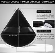 Pimoys Powder Puffs, 6 Pack Triangle Makeup Puff, Black | Soft Velour, Triangle and Round Design, Washable, Finger Strap, for Loose Powder