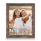 Hongkee 8x10 Picture Frame with Real Glass Wood Frame(Rustic Brown, 1 Pack) | Fits 8 x 10 Photos for Wall or Tabletop Display - Includes Easel Back, Vertical Hang - Ideal for Home, Office