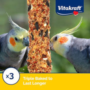 Vitakraft Crunch Sticks Cockatiel Treat Apricot & Peach Flavor - 2 Sticks | Real Dried Fruit, Sweet Honey Coating, Natural Wood Center, Encourages Foraging Chewing, 2 Count Pack