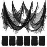 ZeeDix 6 Pack Black Halloween Creepy Cloth 30 × 75 Inch - Halloween Cheesecloth Decoration Spooky Scary Gauze Black Cheese Cloth for Party Supplies Outdoor Yard Home Wall Doorway