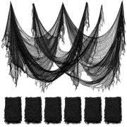 ZeeDix 6 Pack Black Halloween Creepy Cloth 30 × 75 Inch - Halloween Cheesecloth Decoration Spooky Scary Gauze Black Cheese Cloth for Party Supplies Outdoor Yard Home Wall Doorway