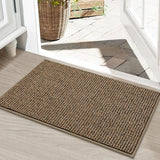 BEQHAUSE Dirt Trapper Door Mat 20" x 32", Non-Slip Washable Doormats, Beige | Entrance Mat Dirt Resistant and Absorbent Welcome Mat, Low Profile Floor Mats for Front Back Door and Entryway