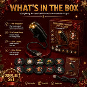 2027 New Plug and Play Hd Christmas Projector Indoor, 360°Adjustable Christmas Scene Projector Indoor, Holiday Projector for Bedroom, Gaming Room (10 Projection Films)