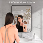 LOAAO 22X30 Inch Black Bathroom Mirror Metal Framed | Rounded Rectangle, Matte Black Bathroom Vanity Mirror, Anti-Rust, Hangs Horizontally or Vertically