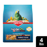 Kaytee Forti-Diet Pro Health+Safflower Parrot Food, 4 Pounds | Better digestion daily. Parrot food for medium birds. Prebiotics, probiotics, bird seed without sunflower seeds