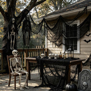 8 Pack Halloween Black Gauze Wall Decor,Outdoor Halloween Fake Spider Web Decorations Webbing,Cobwebs Mesh Spooky Fabric,30X72 in Black Cheesecloth for Haunted House Indoor Creepy Cloth (8, Black)