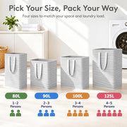 Lifewit 80L Large Laundry Baskets, Laundry Hampers Bags, 2 Pack, Grey | Freestanding, Waterproof, Collapsible Clothes Hamper with Reinforced Handles for Dorm, Laundry Room, Bedroom, Bathroom