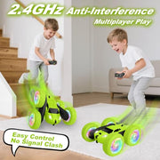 FDCTR Remote Control Car, Stunt RC Cars, 2.4GHz Double Sided 360° Flips RC Crawler, Outdoor Toys for Kids Ages 4-8, Upgraded USB-C Modular Battery, 5 6 7 8 9 10 +Year Old Boys Birthday Gifts Green