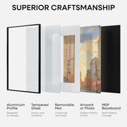 Homeforia 18x24 Black Poster Frame, High-End Metal, 16x20 Mat, Glass