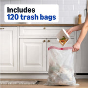 Amazon Basics Trash Bags, Tall Kitchen Drawstring, Unscented, 13 Gallon, 120 Count, Pack of 1, Packaging May Vary