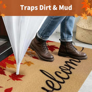 PKFEDR Fall Door Mat, Non Slip Front Welcome Mat Outdoor Indoor 17"x30" | Heavy Duty Washable Doormat Traps Mud, Low Profile Anti Slip Backing, Adds Cozy Fall Decor to Your Entrance Patio & Porch