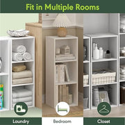 Furinno LUDER Book Shelf, 3-Cube Bookshelf, Bookcase with Open Shelves, 9.3 x 12 x 31.5, Easy Assembly, for Living Room, Bedroom, Home Office, White
