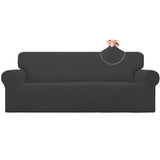 Easy-Going Stretch Couch Covers for Sofa Washable Large Dark Gray | 1-Piece Sofa Covers for 3 Cushion Couch Furniture Protector Couch Slipcover Soft with Elastic Bottom for Kids Pets
