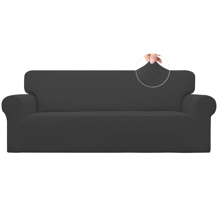 Easy-Going Stretch Couch Covers for Sofa Washable Large Dark Gray | 1-Piece Sofa Covers for 3 Cushion Couch Furniture Protector Couch Slipcover Soft with Elastic Bottom for Kids Pets