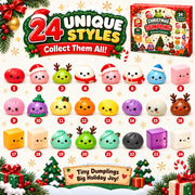 Squishy Advent Calendar 2026, 24-Day Christmas Gift with Mini Squishies (F) | Enjoy 24 days of Christmas surprises with soft mini squishies, festive characters, and a colorful gift box.