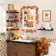 upsimples Floating Shelves for Wall Decor and Storage, Black, 6Pcs 15.7'' | Wall Mounted Wood Shelves for Living Room, Bedroom, Bathroom, Kitchen, Office, Laundry Room Display and Organize