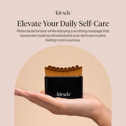 Kitsch Lymphatic Contour Face Brush - Facial Massage Brushes - Black | Hypoallergenic Bristles, Depuffing & Encourage Circulation, Lymphatic Face Brush for Skin Care, Ergonomic Contour Design