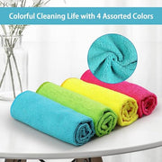 HOMEXCEL 12PK Microfiber Cleaning Cloth, Cleaning Rag for Home, 11.5x11.5in | Reusable, Lint Free, Scratch-Free and Highly Absorbent Towels for Kitchen, Window and Glass, Cars (Green/Blue/Yellow/Pink)