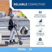 Hiboy S2 Electric Scooter - 8.5" Solid Tires - Up to 17 Miles Long-Range | 19 MPH Portable Folding Commuting Scooter for Adults with Double Braking System and App