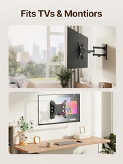 monTEK Full Motion Small TV Wall Mount for 13-43 Inch TVs up to 44 lb | ±90° Swivel, +5°/-15° Tilt, Landscape/Portrait Rotation, Extends 14.6 in, 4X Load Tested, VESA 200x200 mm, Single-Stud Mount