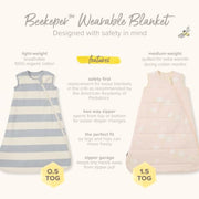Burt's Bees Baby Organic Beekeeper Infant Wearable Blanket, Unisex Swaddle | Cozy 2-way zip sleep sack is available in lightweight 0.5 TOG or medium weight 1.5 TOG options for a great night's sleep