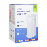 Ubbi Stainless Steel Diaper Pail, No Special Bags, Odor-Locking, White | Award-Winning Registry Must-Have, Childproof Safety Lid with Lock, Holds Up To 55 Newborn Diapers, Modern Nursery Essential