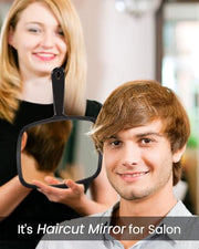 Gladmart 10.3" L x 7.4" W Hand Mirror for Home and Barber, Black | Hand Mirrors with Handle, Barber Accessories, Hair Salon Supplies, Distortion-Free Glass, Makeup Mirror for Women Men