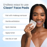 Clean Skin Club Clean² Pads 2.0 [NEW & Improved Edges] Guaranteed Not to Shed & Tear Face Pads, Unique Triple Layers, Textured & Ultra Soft Side, Organic Disposable Cotton, Pair with Makeup Remover