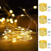 4 Pack Fairy Lights Battery Operated 16FT 50 LED String Lights Warm White | 6Hr On / 18Hr Off Timer, Flexible Waterproof Silver Wire, Cuttable Starry Fairy Light for Bedroom Dorm Wedding Home Christmas