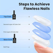 Beetles No Wipe Gel Top Coat and Base Coat Set for Gel Nail Polish | 2Pcs 15ml Super Shiny and Long Lasting Soak Off UV/LED Lamp Nail Art Design Gift